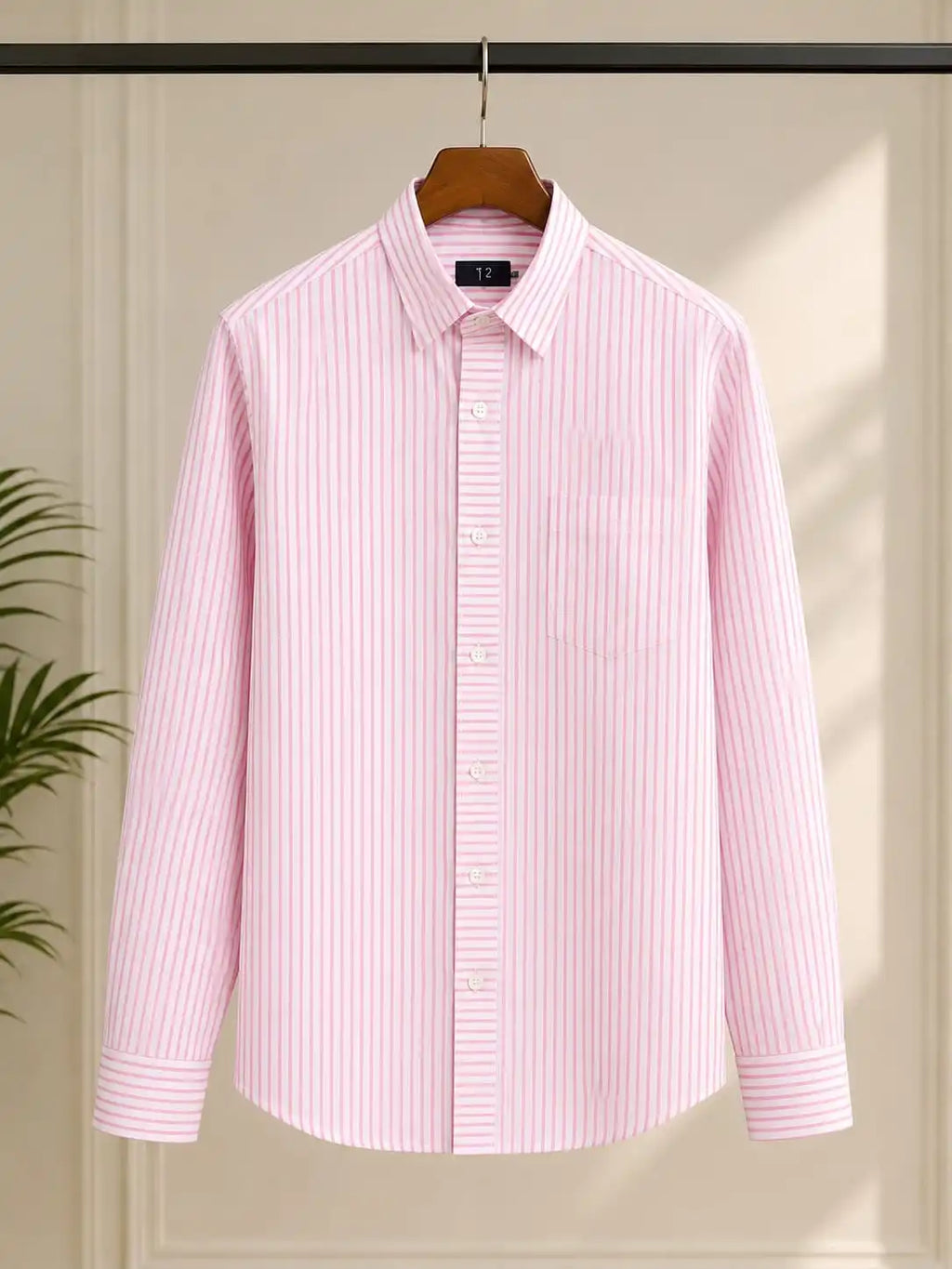 Men's Pink Pure Cotton Striped Shirt