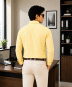 Men's Yellow Striped Cotton Shirt | Full Sleeve Casual Shirt