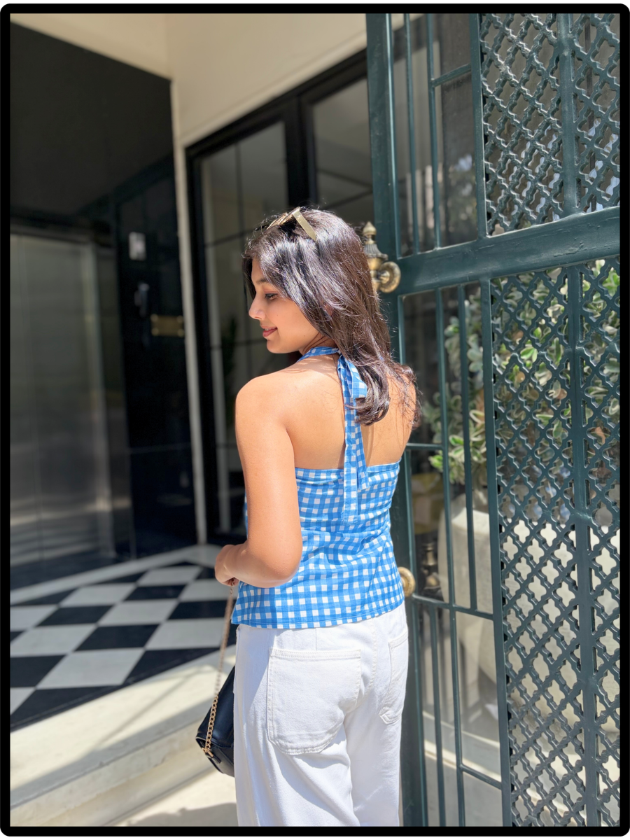 Sky Blue Gingham Tank