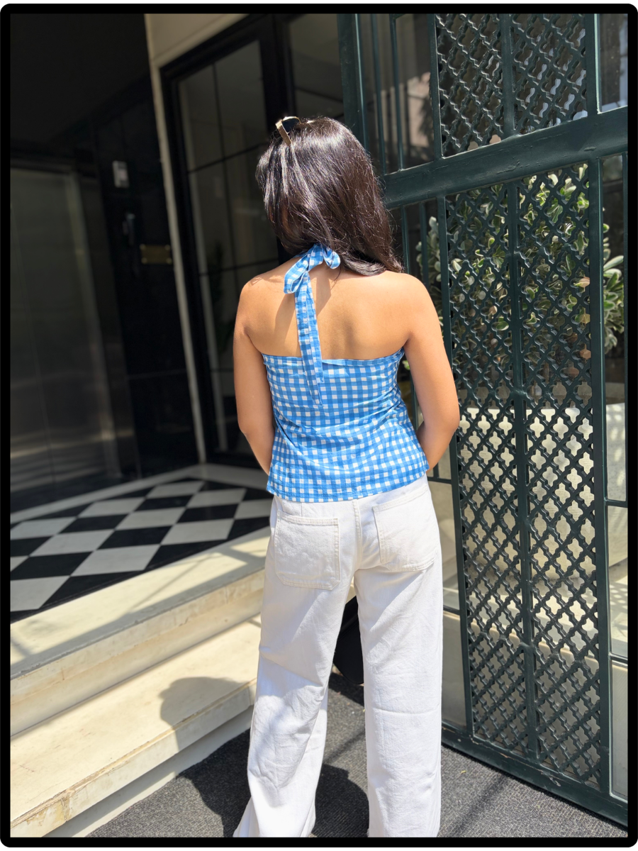 Sky Blue Gingham Tank
