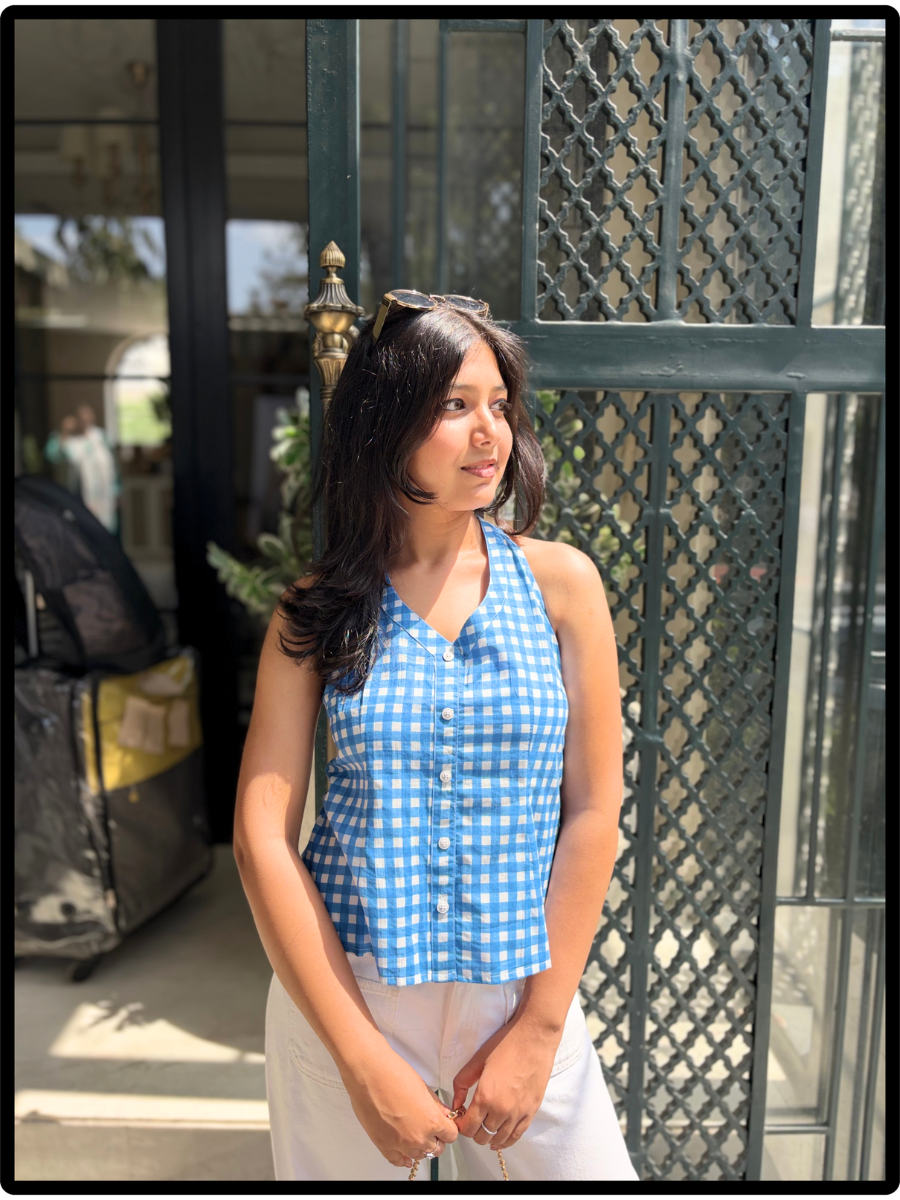 Sky Blue Gingham Tank