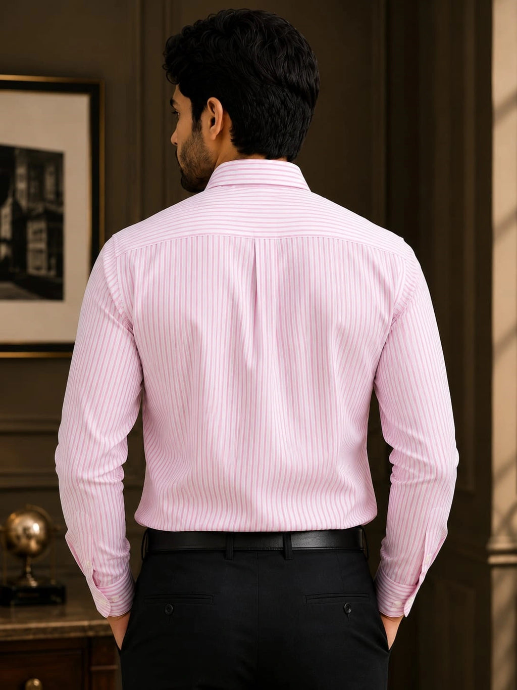 Men's Pink Pure Cotton Striped Shirt