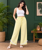 Women’s Cotton Palazzo Pants with Lace Hem