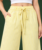 Women’s Cotton Palazzo Pants with Lace Hem