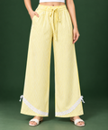 Women’s Cotton Palazzo Pants with Lace Hem
