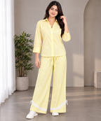 Women’s Cotton Striped Co-Ord Set | Shirt & Wide Leg Pants