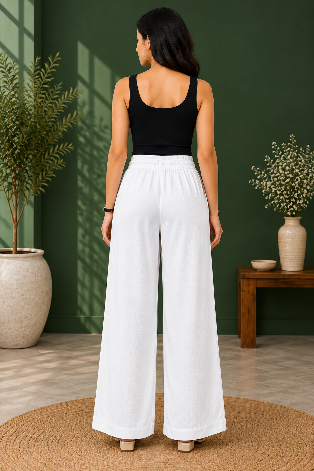Women’s Pure Cotton High-Waist Wide-Leg Palazzo Pant