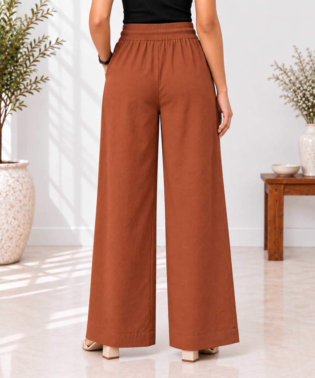 Women’s Pure Cotton High-Waist Wide-Leg Palazzo Pant